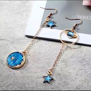 The Moon and Moon Resin Drop Earrings